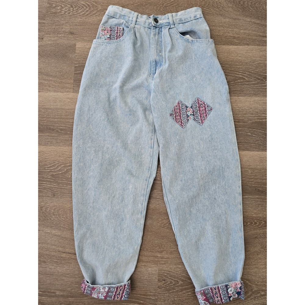 Breaker Jeans Acid Wash‎ Jeans 90s Vintage Patchwork High Waist Womenswear